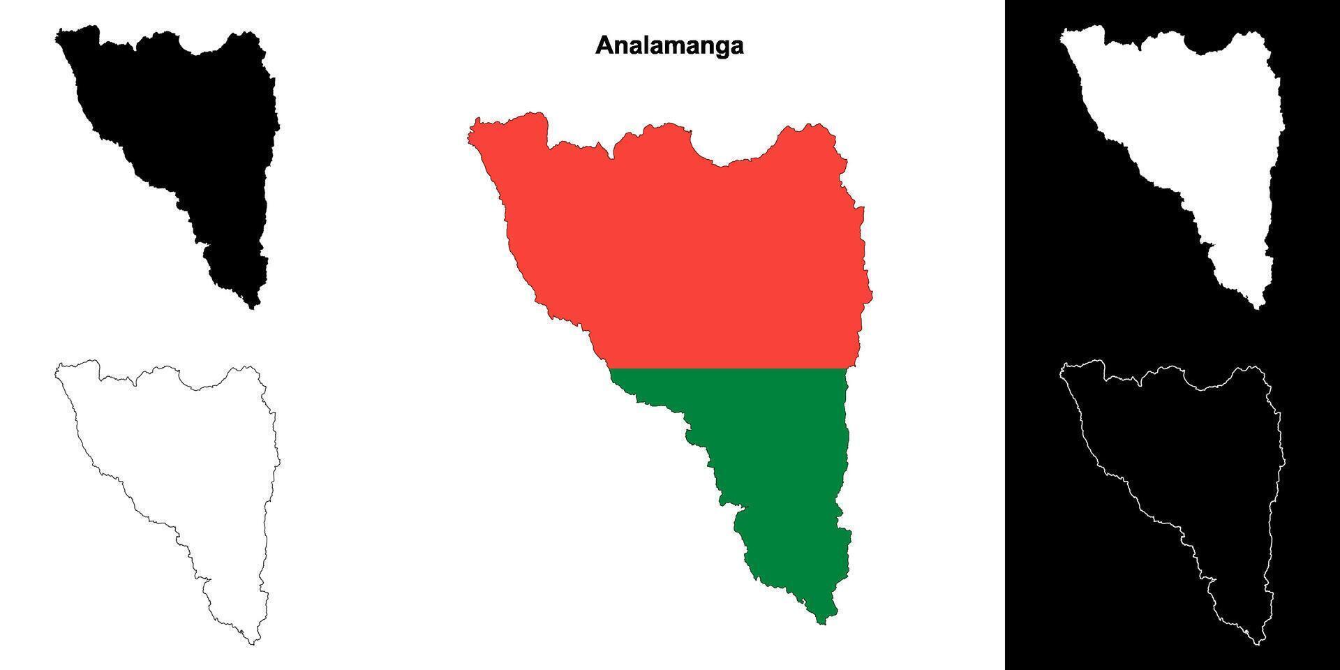 Analamanga region outline map set vector