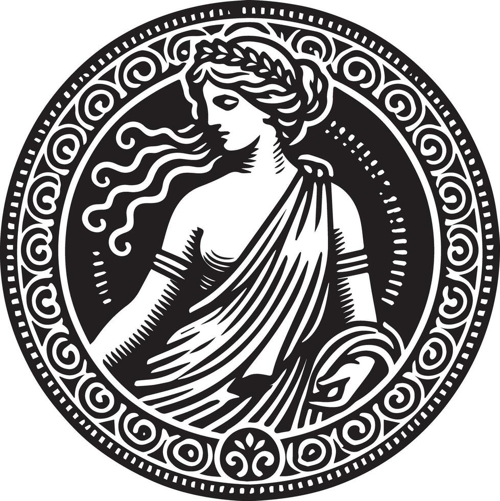 graceful depiction of Goddess Proserpina, the Roman equivalent of Persephone, showcasing her connection to the underworld and spring, with symbols of rebirth and transition in Roman mythology vector