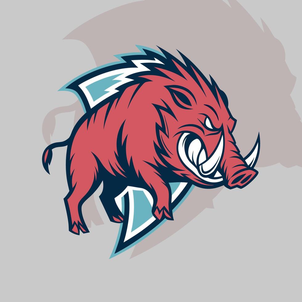 Angry boar gaming logo with a fierce and dynamic design perfect for competitive teams vector
