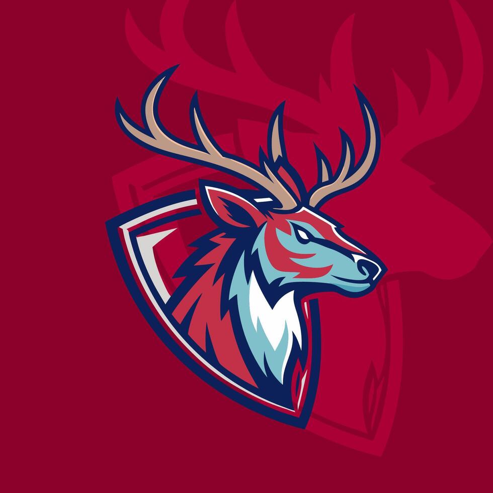 Deer head gaming logo perfect for esports teams and competitive branding vector