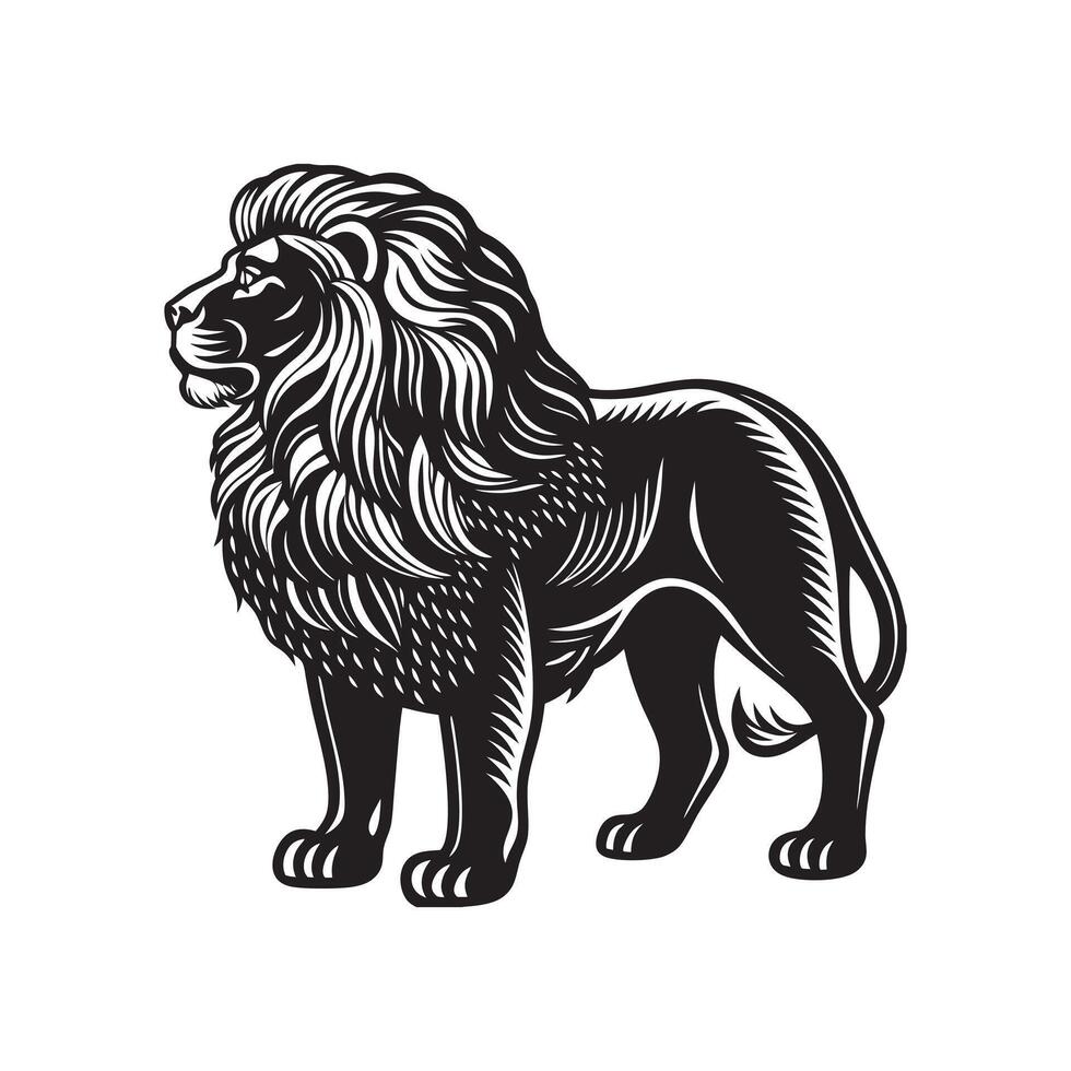 Lion illustration Art with black and white vector