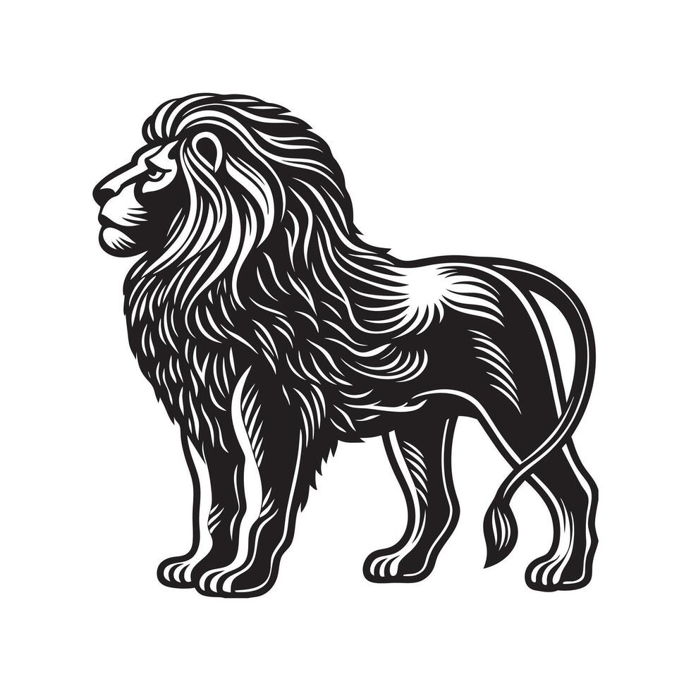 Lion illustration Art with black and white templates vector
