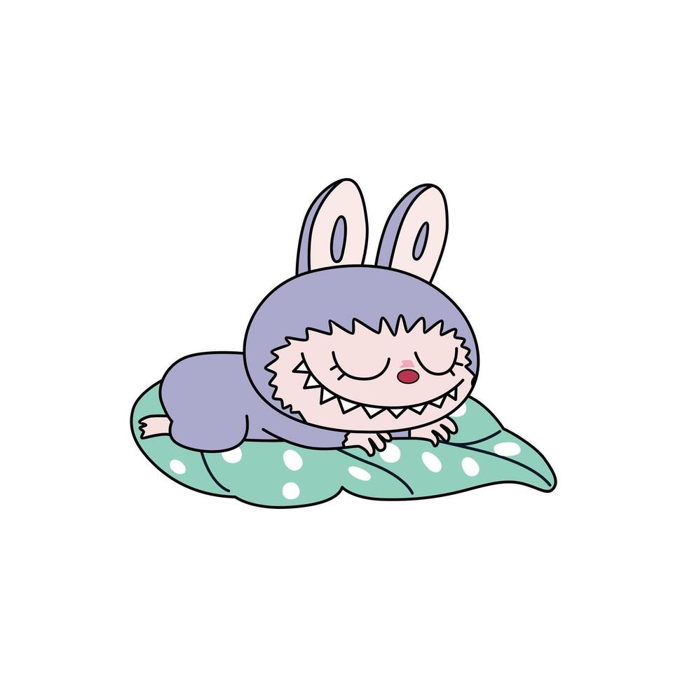Sleeping Labubu in Leave vector