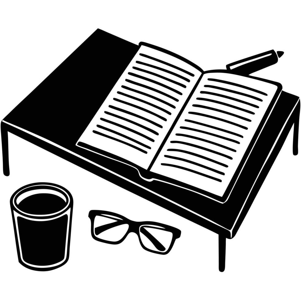 Notebook Workspace Silhouette on White vector