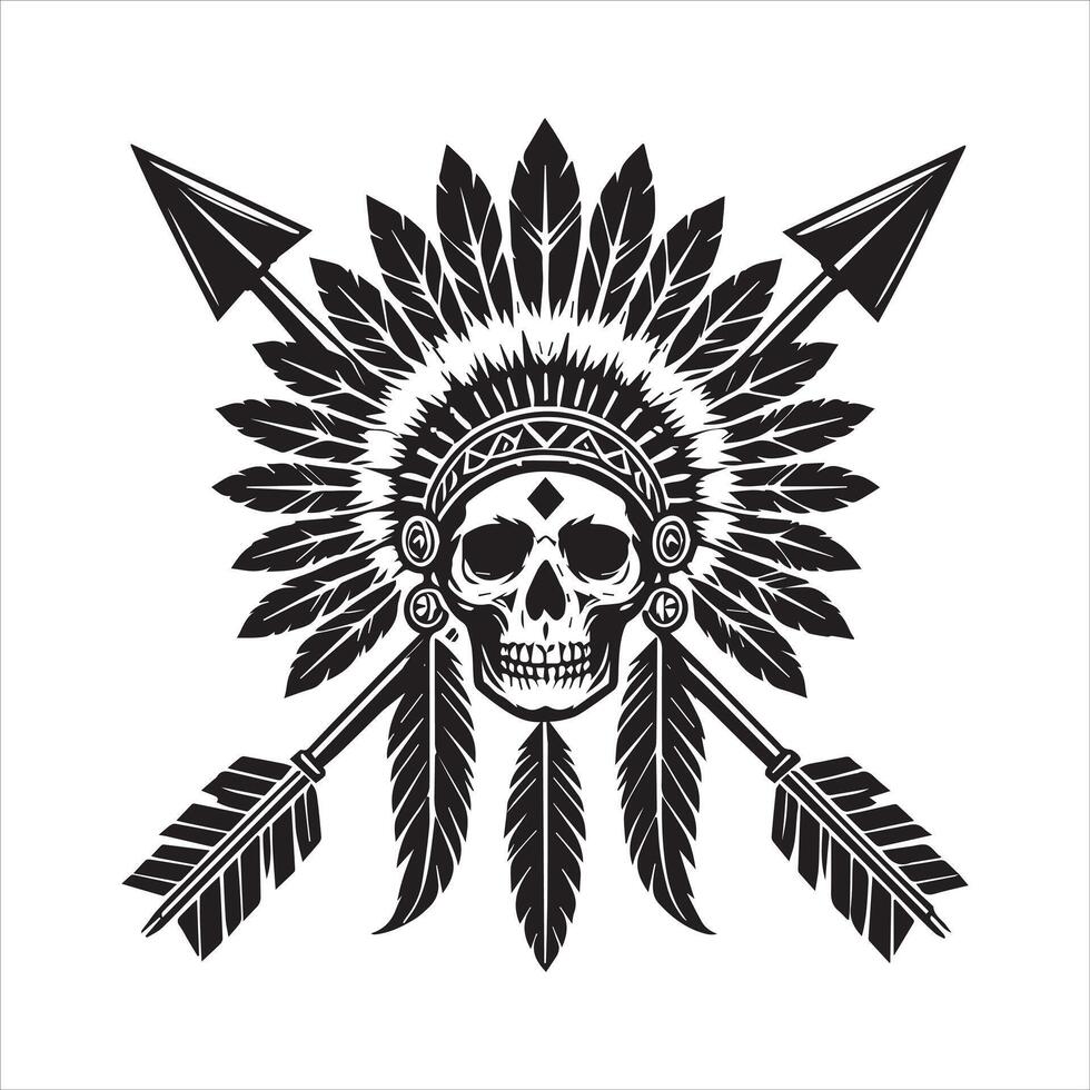 Authentic Skull Art Inspired by Native American Culture vector