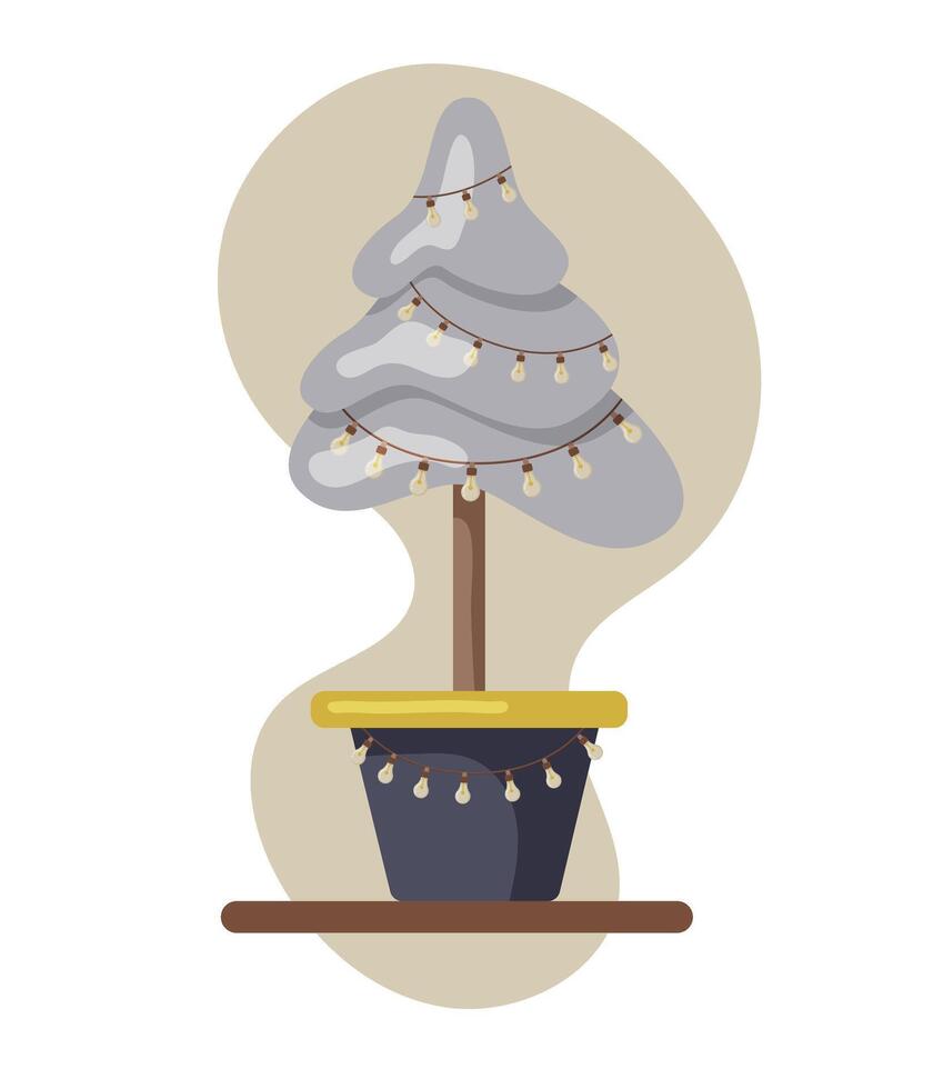 Cristmas tree. Pines for greeting card, invitation,banner, web.Winter holiday. Icons collection. Beautiful elegant Christmas tree. Modern flat design, boho style. vector