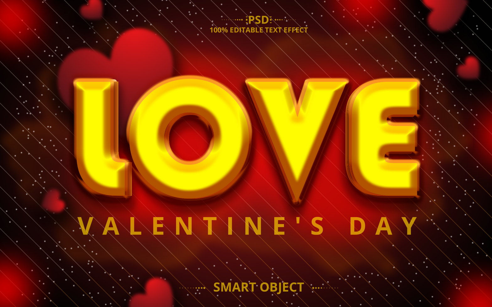 valentine Editable text effect love, 3d romantic design psd