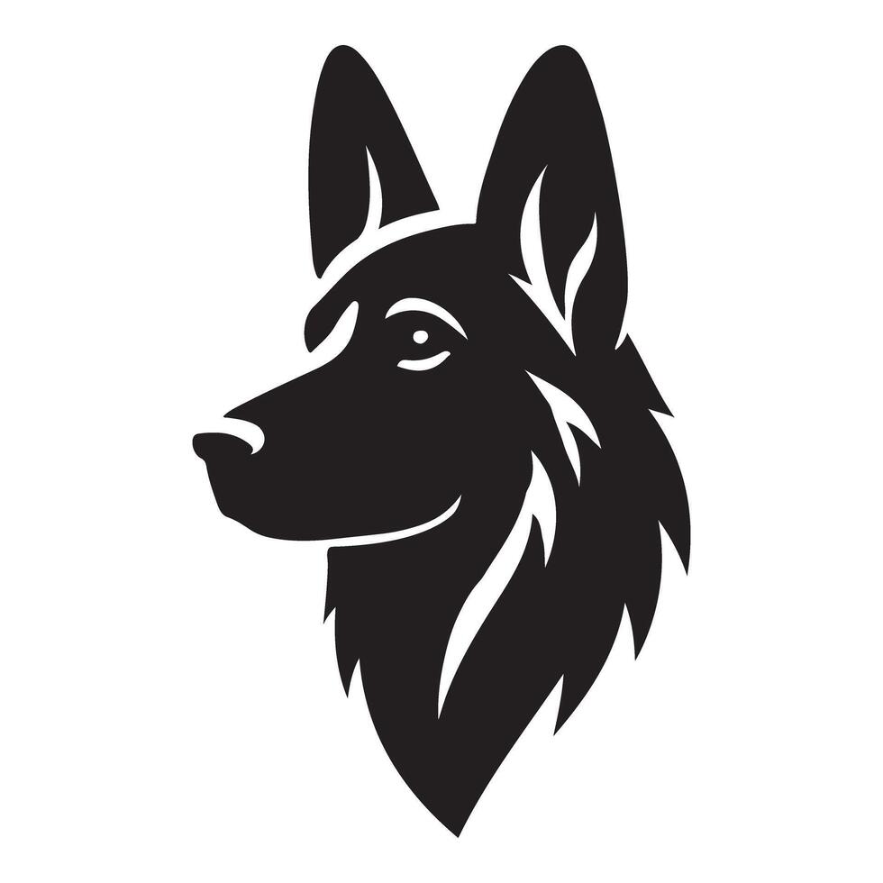 A Striking Silhouette Headshot of a German Shepherd vector