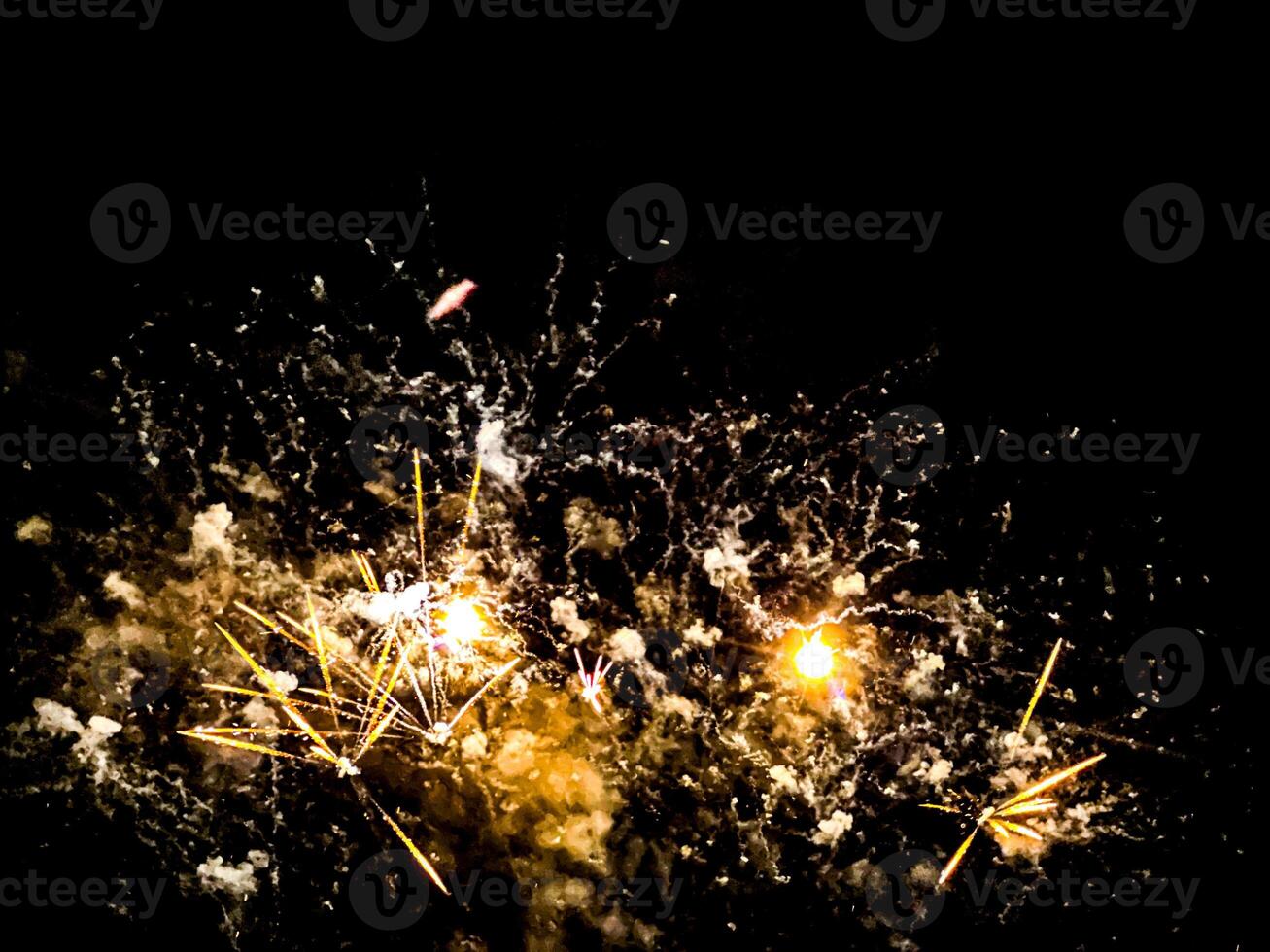 Golden Fireworks Celebration Night Sky photo