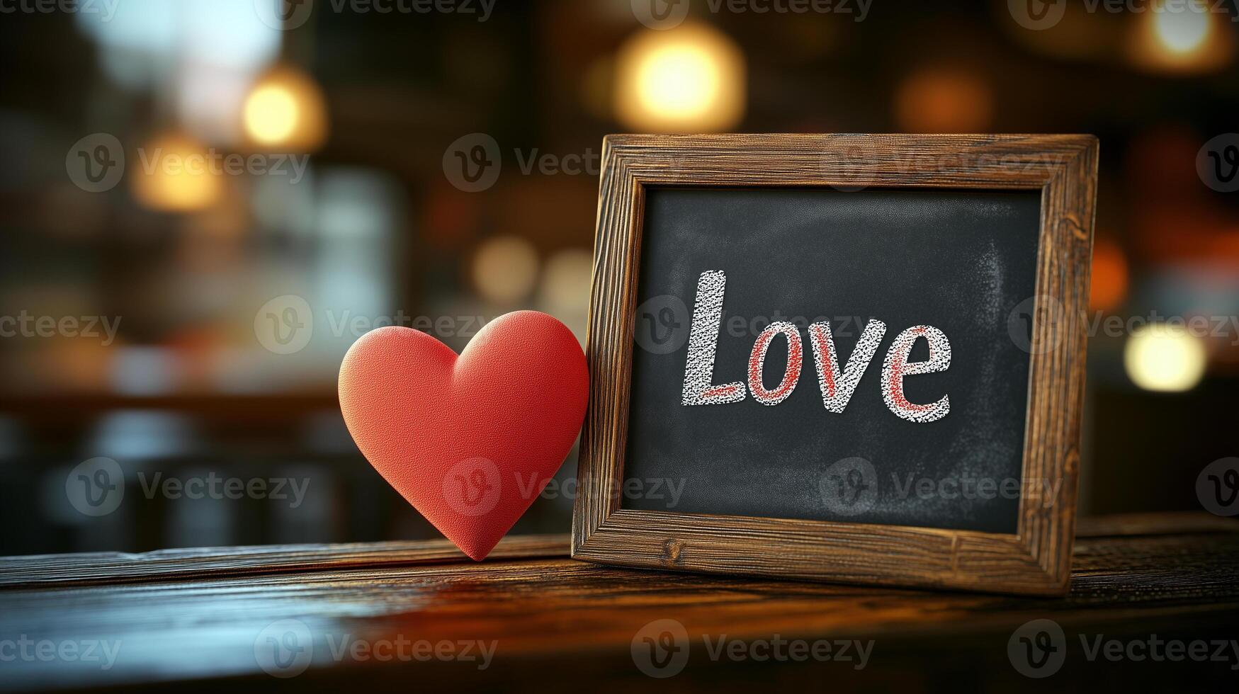 love text on a blackboard with a heart shape photo