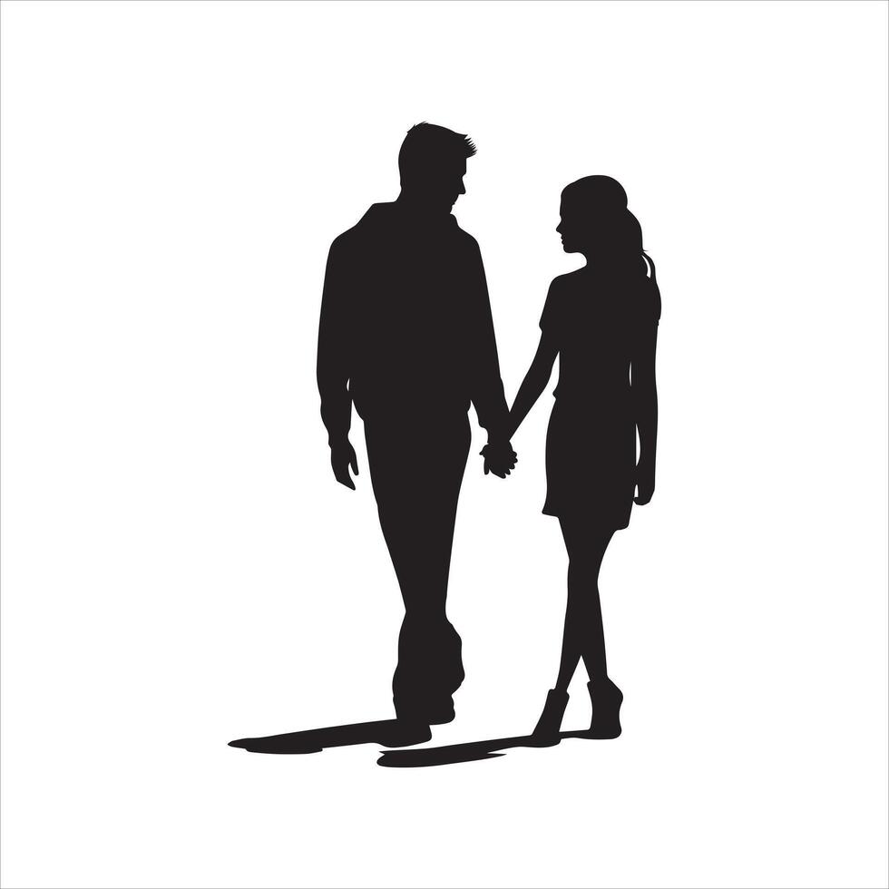 Romantic Valentine Silhouette of a romantic Couple Embracing in Minimalist Black and White Design vector