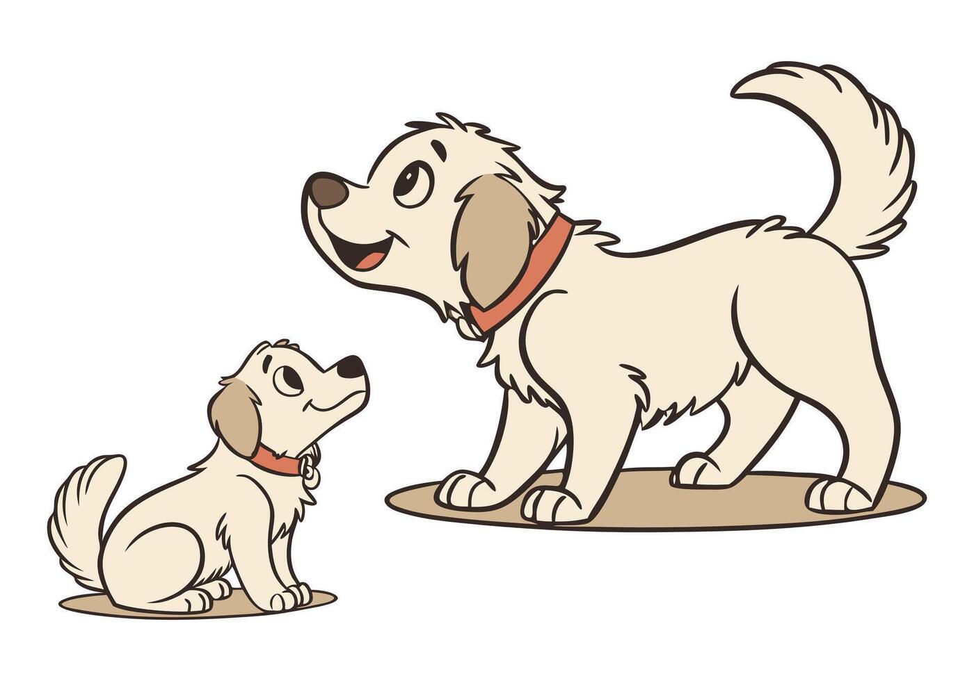 a cartoon dog and a small dog standing next to each other vector