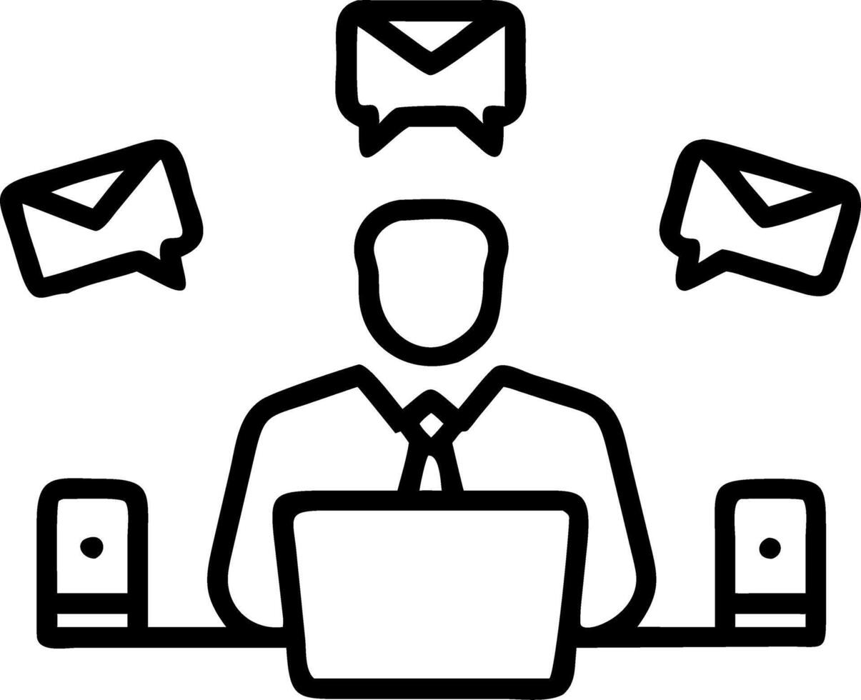 Businessman overwhelmed by digital notifications Set 3 vector