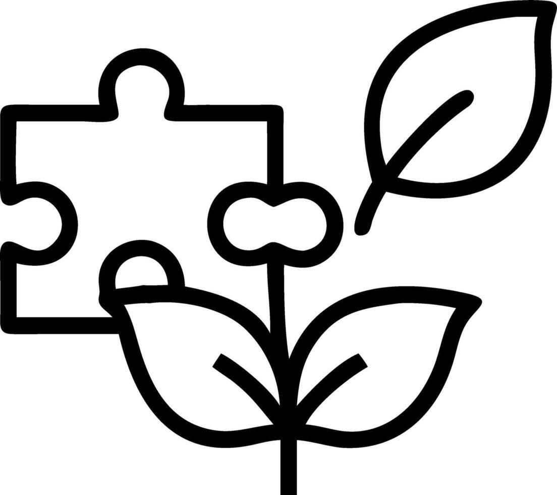 Business puzzle pieces forming a green leaf with copy space vector