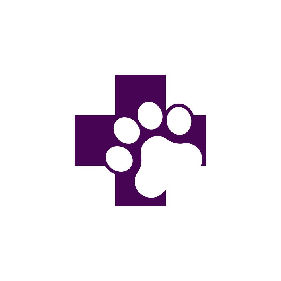 medical cross with a white paw vector