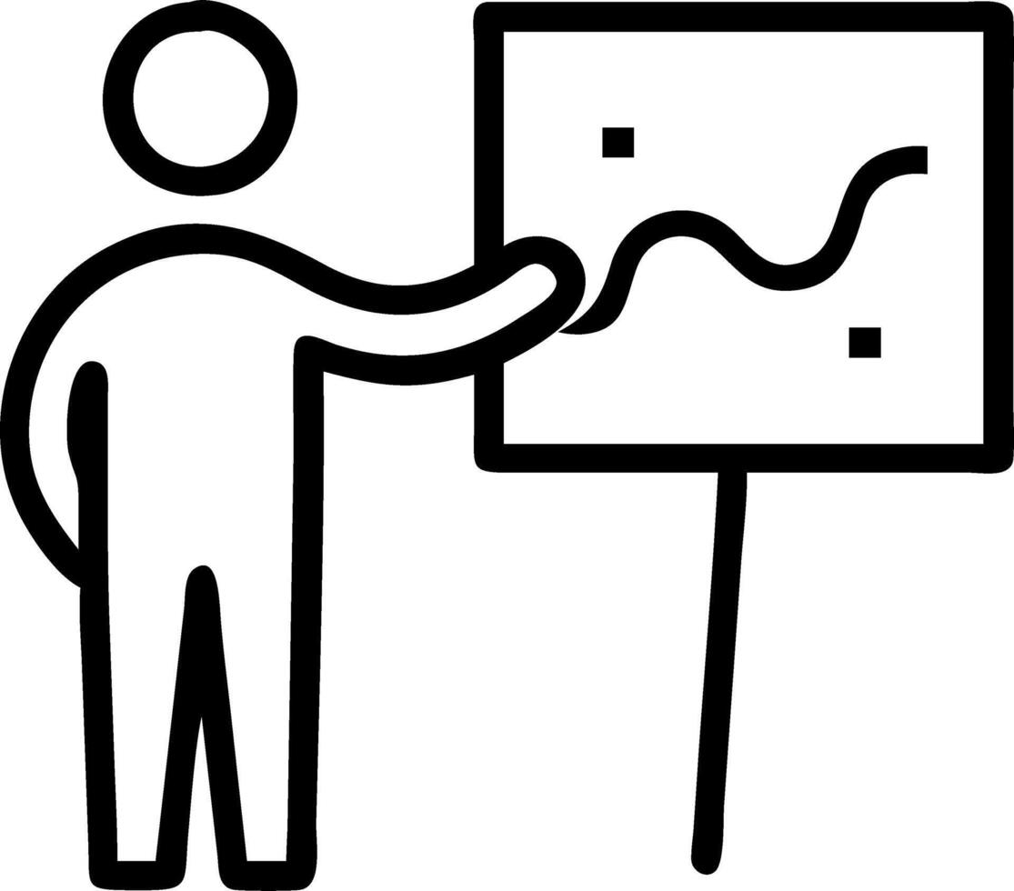 Strategist checks scaling diagram faint lines curve chest relaxes gentle wave sculpts route stable form anchors vector