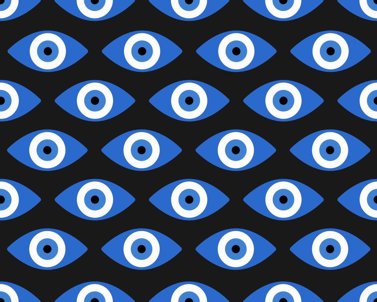 Evil eye seamless pattern.Amulet. Blue colored vector