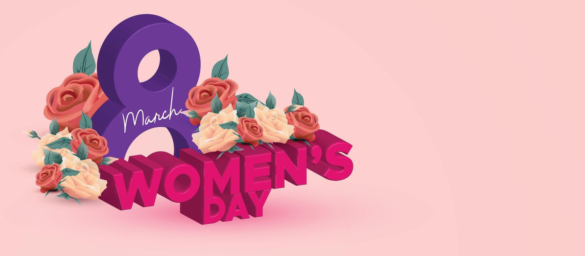International Womens Day 8th March with Bold Floral and Feminine Touch vector