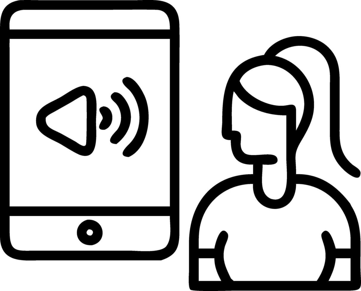 online movie stream smartphone woman watching film mobile phone imaginary player service concept as A woman watches a movie on her smartphone with an imaginary player i Clean vector