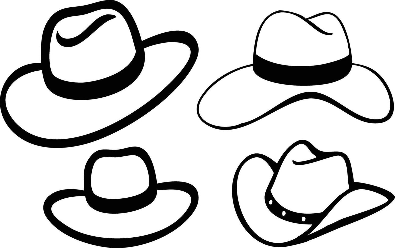 Premium Set of Cowboy Hats for Festivals and Outdoor Adventures vector