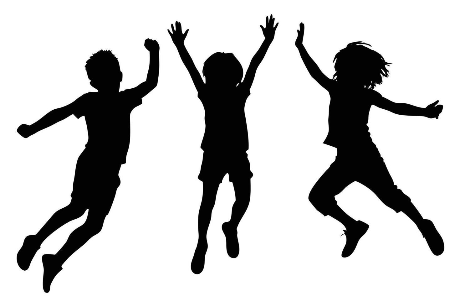 Jumping Children Silhouette for Outdoor Activity and Adventure vector