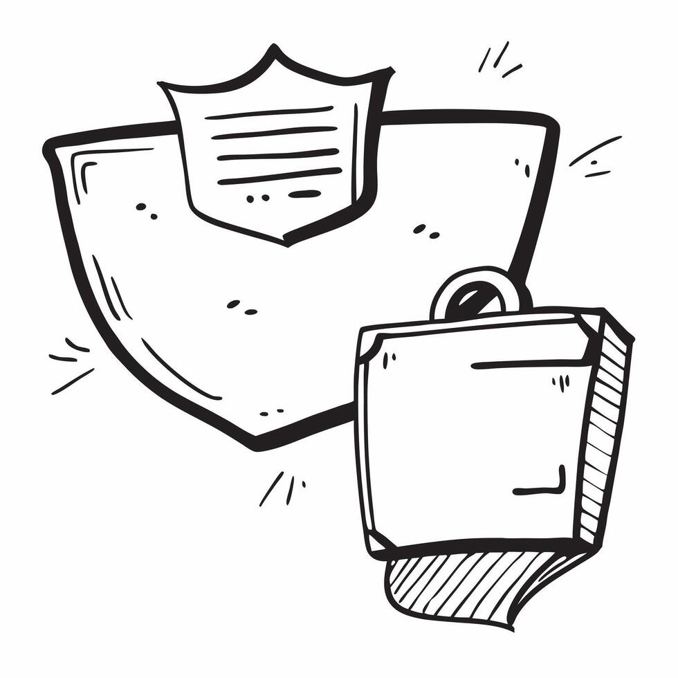 Clean Shield and briefcase icon with blank area for personalized messages concept as A customizable shield and briefcase icon featuring a blank area for adding personalized messages suit vector