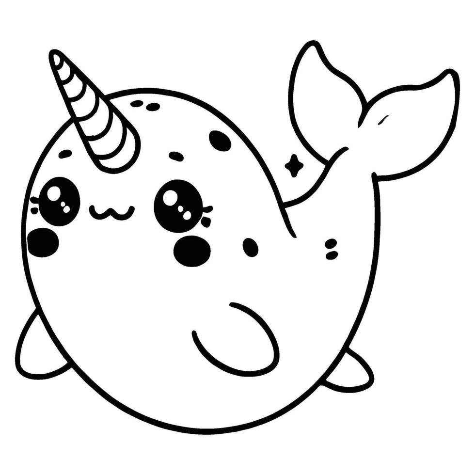 Ocean Animal Cute narwhal vector