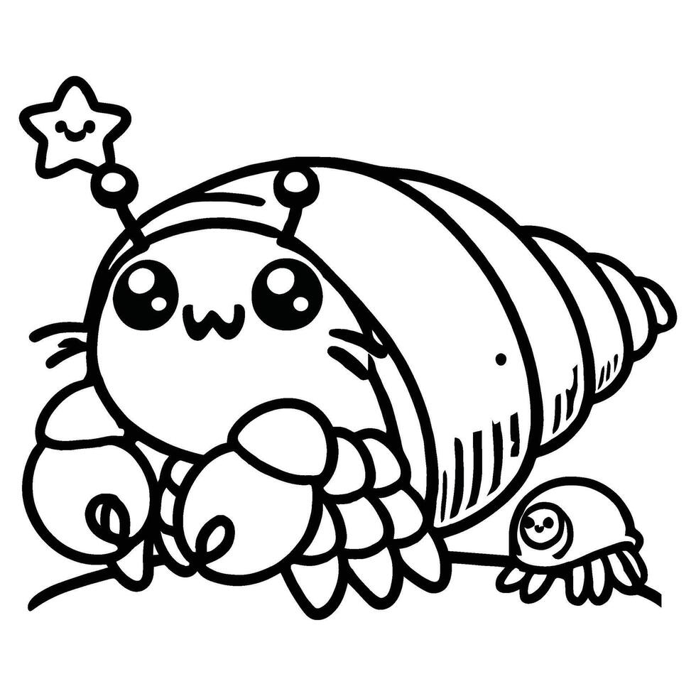 Ocean Animal Cute hermit crab vector