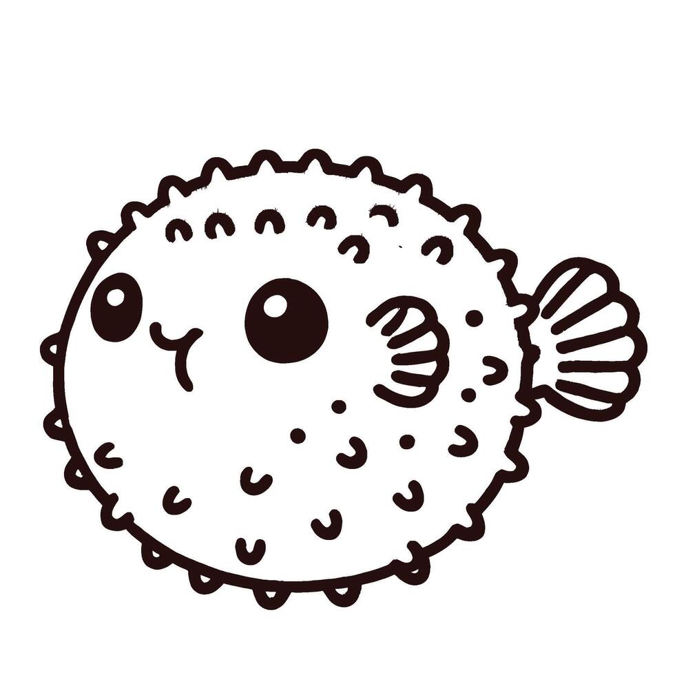 Ocean Animal Cute pufferfish vector