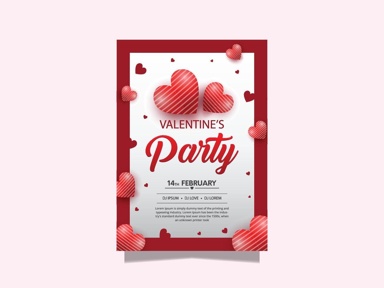 valentines day party poster template with elements vector