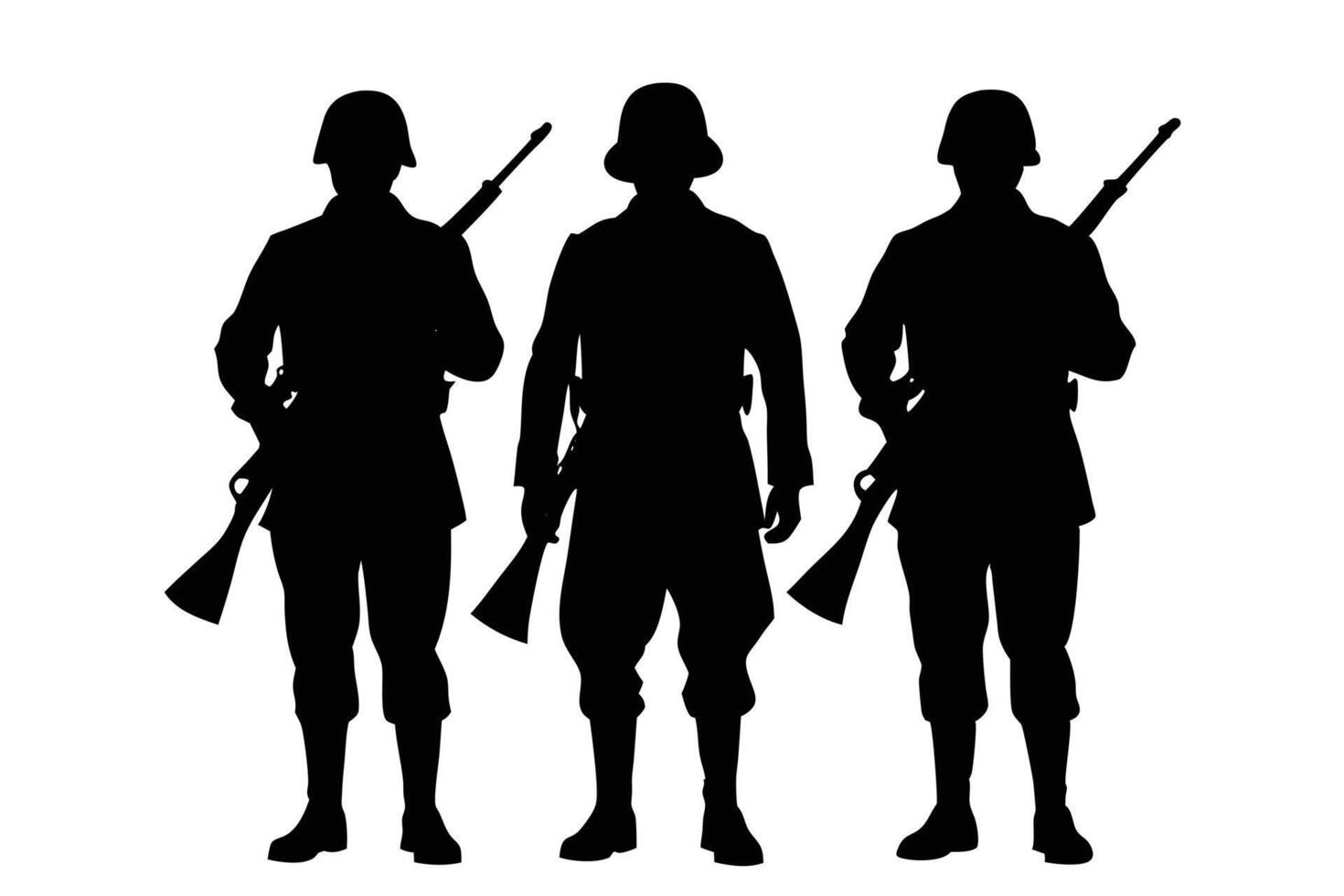 Premium Silhouette of Soldiers for Professional Use vector