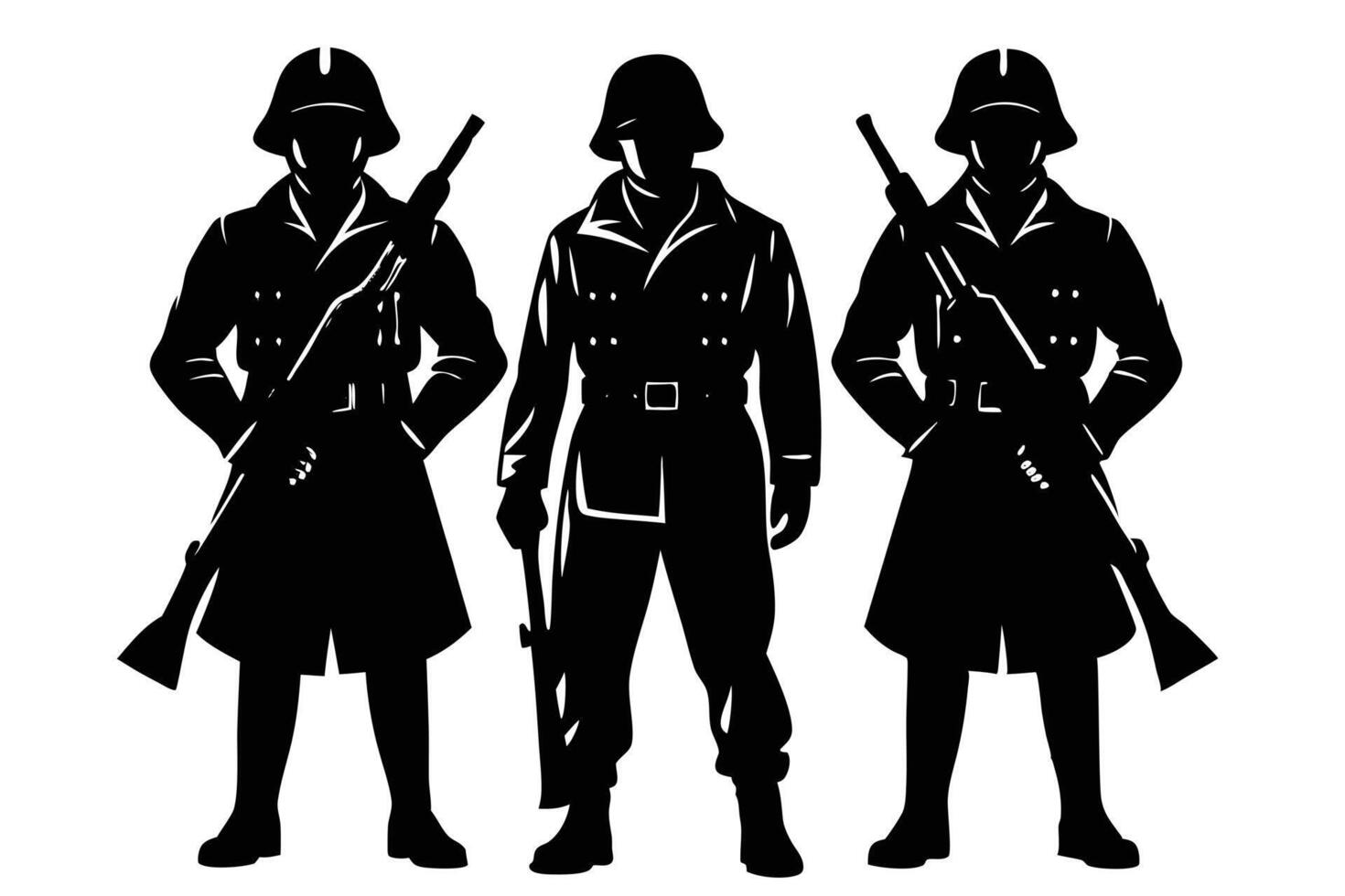 Heroic Silhouette of Soldiers Capturing Military Strength vector