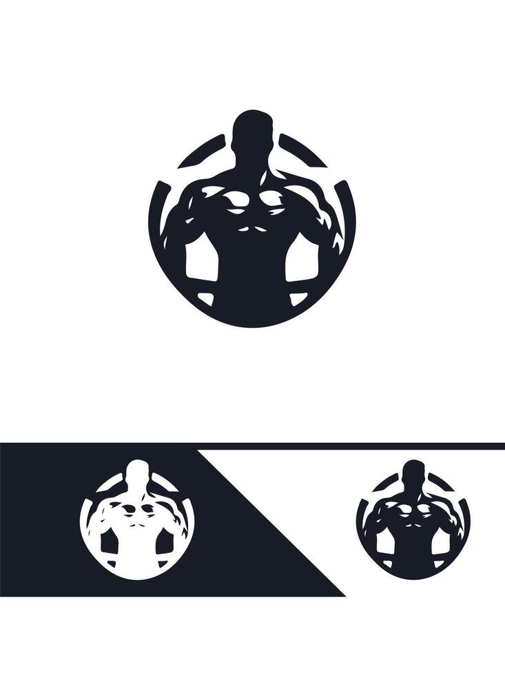 Iron Vision Muscular Logo Design vector