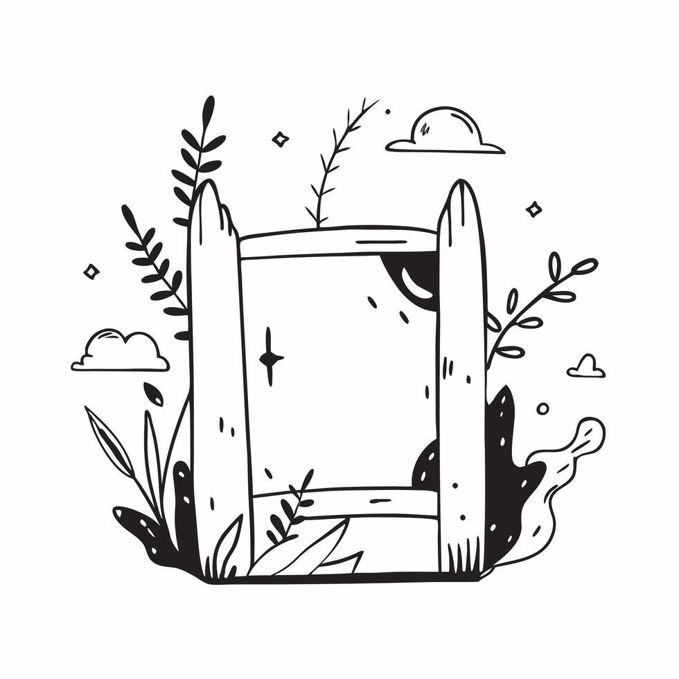 Nature inspired wooden border frame mockup concept as High resolution mockup of a nature inspired wooden border frame featuring a serene nature scene suitable for natural and eco f Dynamic Set 2 vector