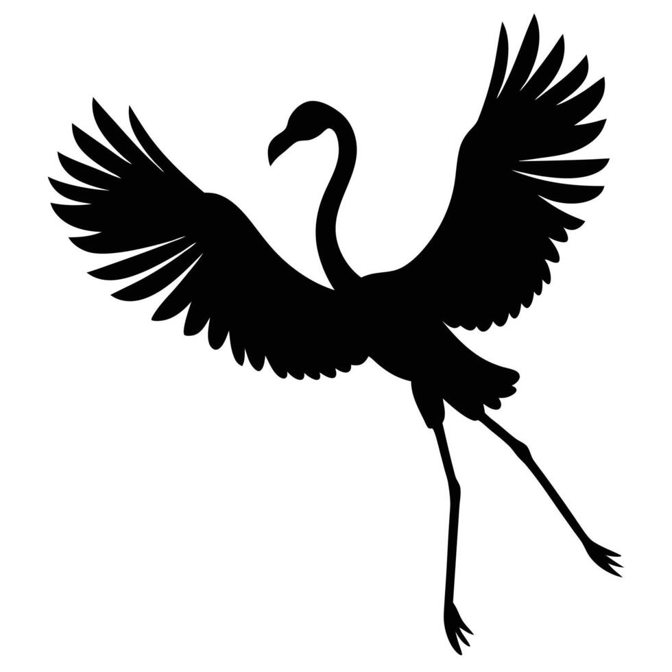 Flamingo Flying Silhouette for Tropical and Ocean-Themed Creations vector