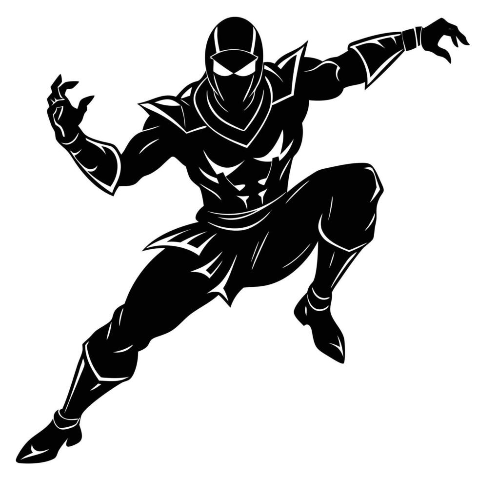 High-Impact Ninja Jumping Silhouette for Posters and Logos vector