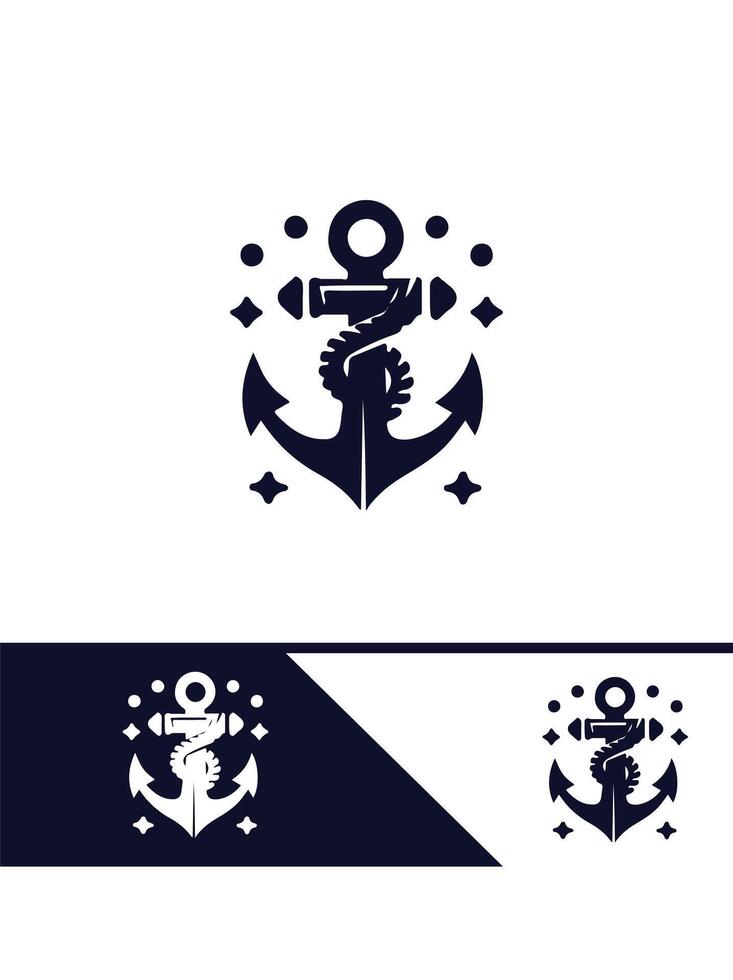 Crystal Anchor Logo Design vector