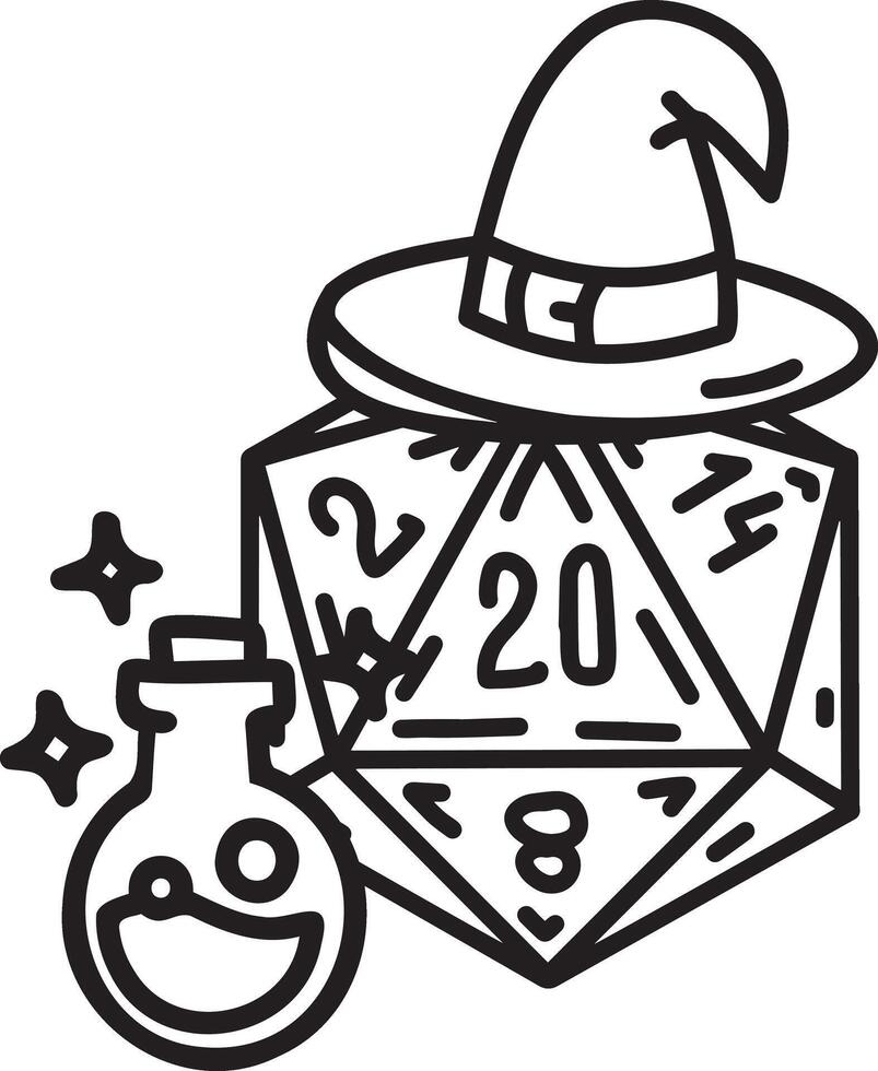 DND Dice Rpg board game character. Fantasy icosahedron wargame. vector