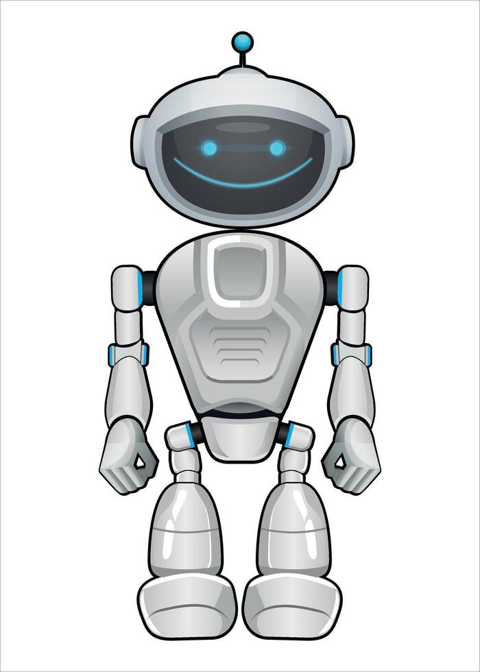 realistic white droid robot isolated on white background vector