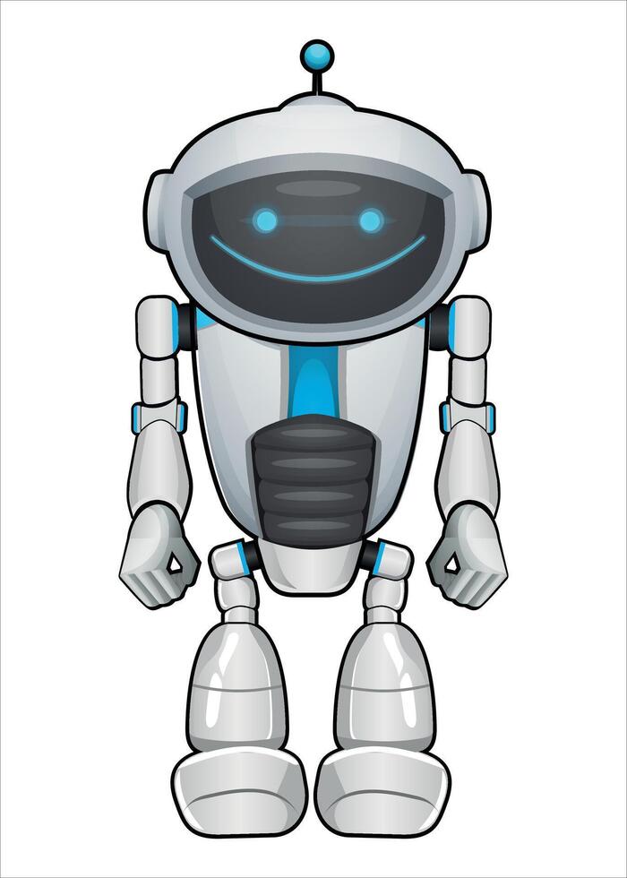 realistic mechanical robot droid white color isolated on white background vector