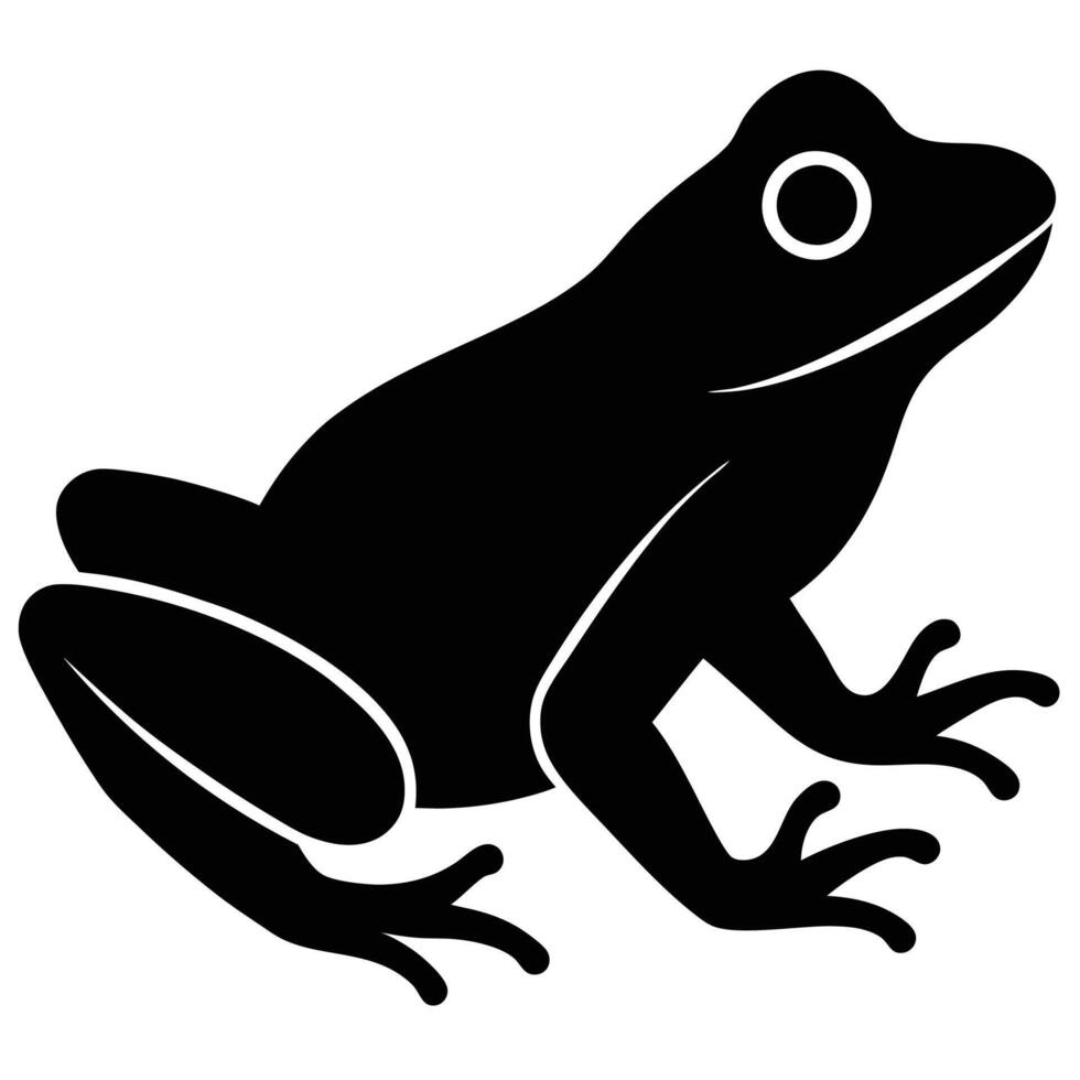 Clean Black and White Frog Silhouette Icon, Graphic Art Art Illustration vector