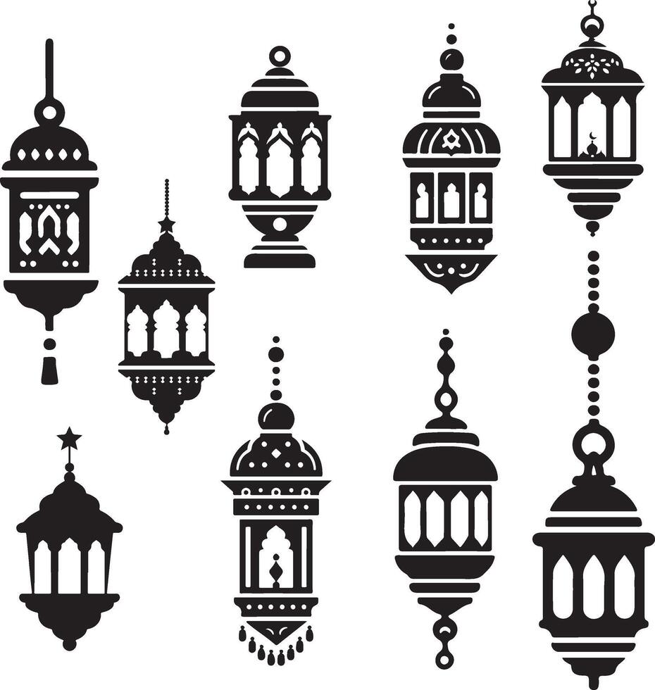 Ramadan Lanterns silhouette art illustration vector