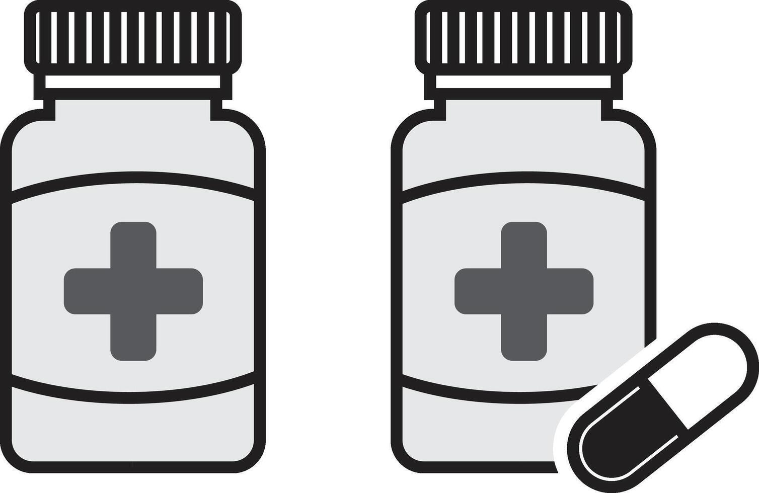 Medication pill bottle line icon. Isolated on pharmaceutical symbol vector