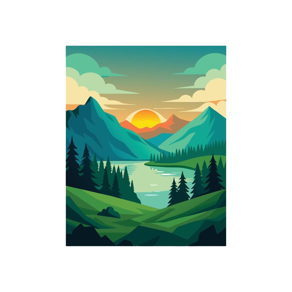 Beyond the Horizon Abstract Landscape Designs vector