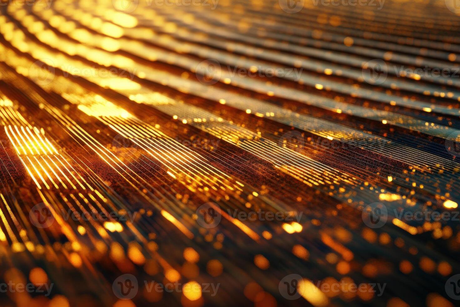 Golden patterns reflecting light on a textured surface photo