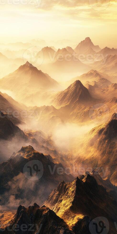 A beautiful view of the mountains at sunset photo