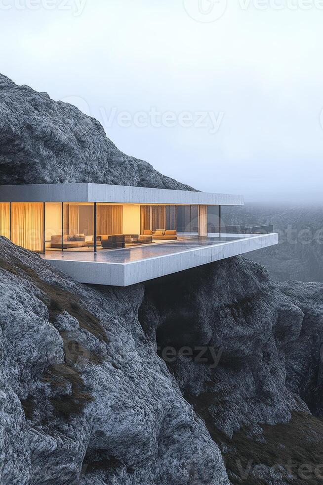 A house on top of a mountain with a view of the ocean photo