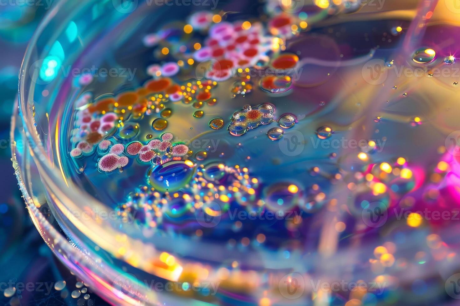 A close up of bubbles in a petri dish photo