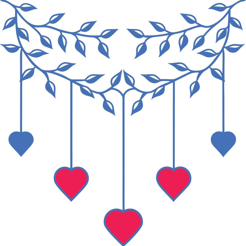 Tree branch heart shape coloring and white design illustration. vector