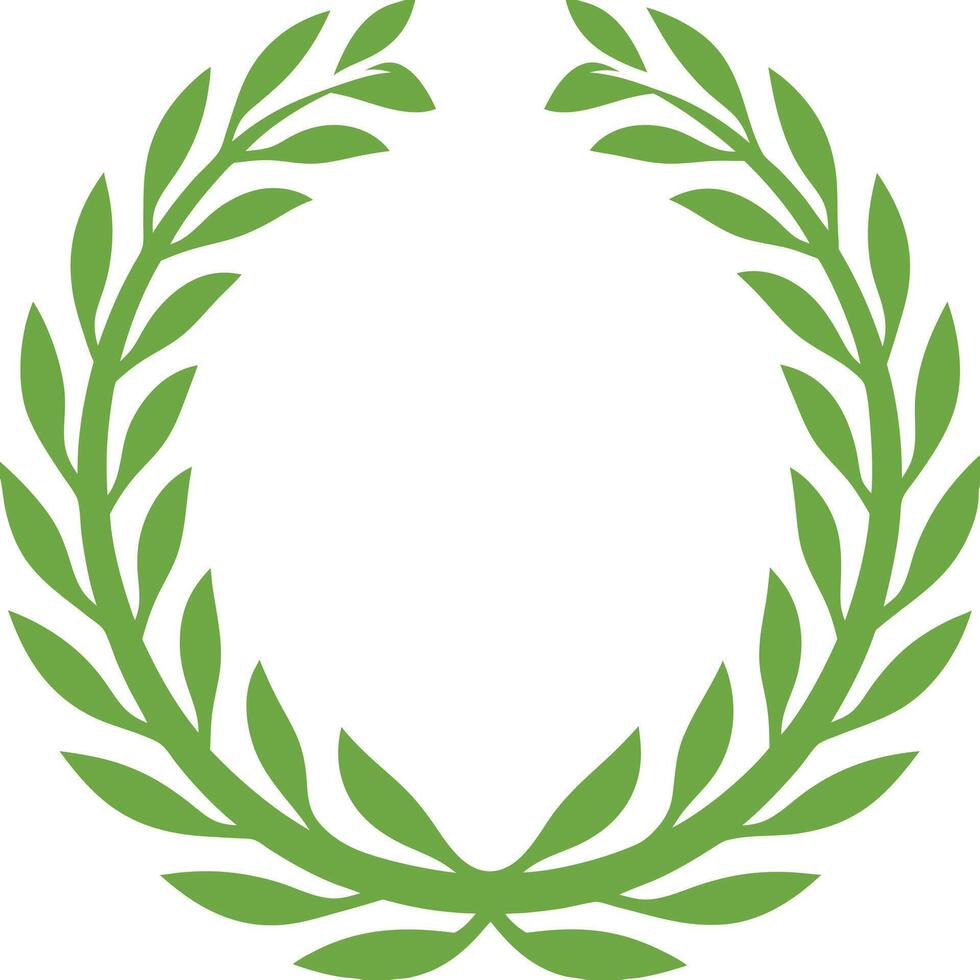 Green laurel wreath simple design frame symmetrical illustration. vector